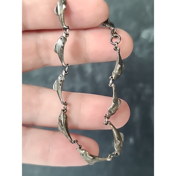 Unbranded Jewelry - 925 Sterling Silver Dolphin Link Bracelet Vintage